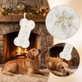 thumbnail image 4 of Snowy White Plush Pet Dog Christmas Stocking, Silver Snowflake Sequin Dog Christmas Stockings Large Bone Shape Faux Fur, Hanging Christmas Holiday Season Party Decor for Pets Dogs, 16in, 4 of 6
