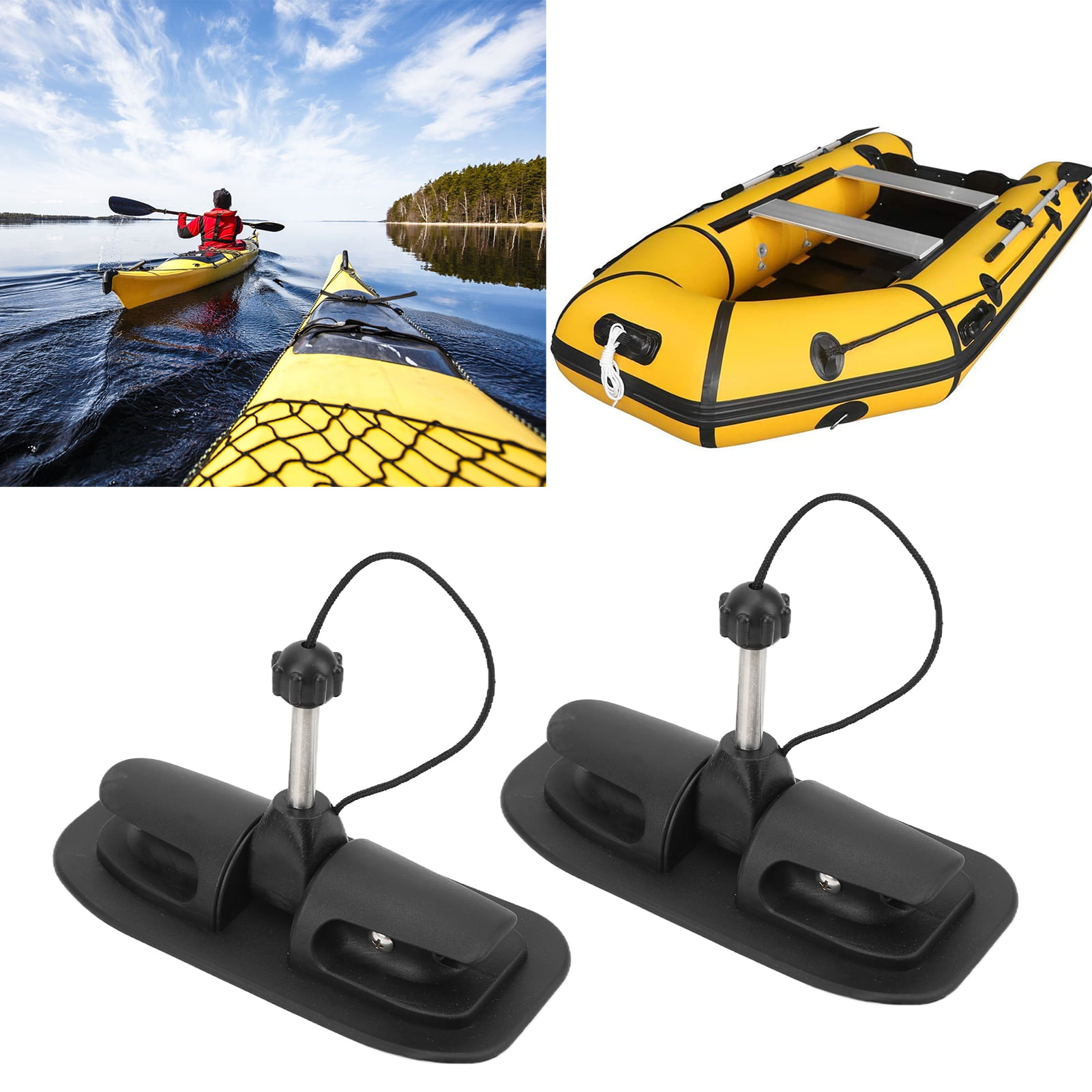 2pcs Black Oar Holder Patch Paddle Hook Clip For Inflatable Boat Kayak Canoe 