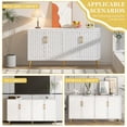 thumbnail image 6 of Accent Cabinet with Woven Door, Farmhouse 4 Doors Storage Cabinet, Console Cabinet for Living Room, 6 of 7
