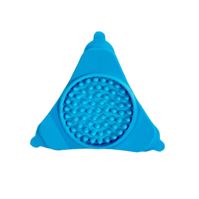 Alfombrilla de alimentación lenta antideslizante para alimentos, trata la mantequilla de maní - Reductor del aburrimiento para aliviar la ansiedad del perro con ventosas - Azul 3 piezas