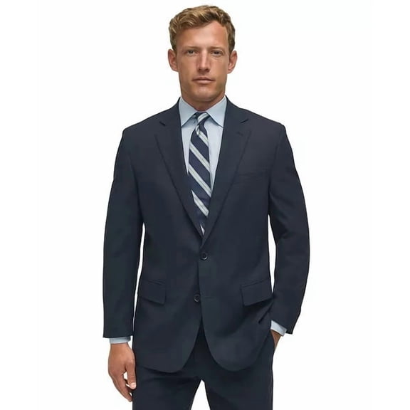 Brooks Brothers Mens Classic fit Wool Suit Jacket Blazer 46 L Navy Blue Stretch