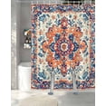thumbnail image 3 of Split Shower Curtain for Transfer Bench, Boho Orange Blue Fabric Shower Curtains for Bathroom, Boho Vintage Geometric Art Ethnic Tub Sliding Transfer Bench Waterproof Bath Curtains 72"x78", 3 of 9