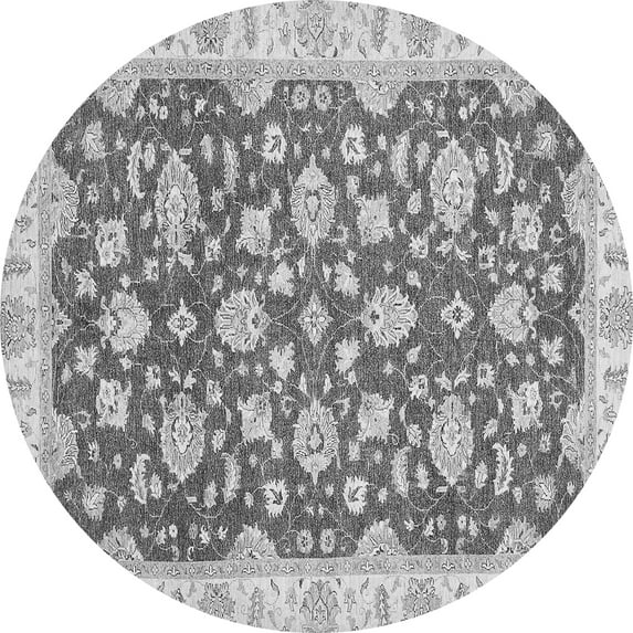 Ahgly Company Indoor Round Oriental Gray Traditional Area Rugs, 8' Round