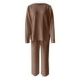 thumbnail image 4 of Women's Casual Solid Color Round Neck Pullover Sweatshirt And Pants Set Comfortable Wear For Daily Outfits In Autumn Winter pajamas women, 4 of 5