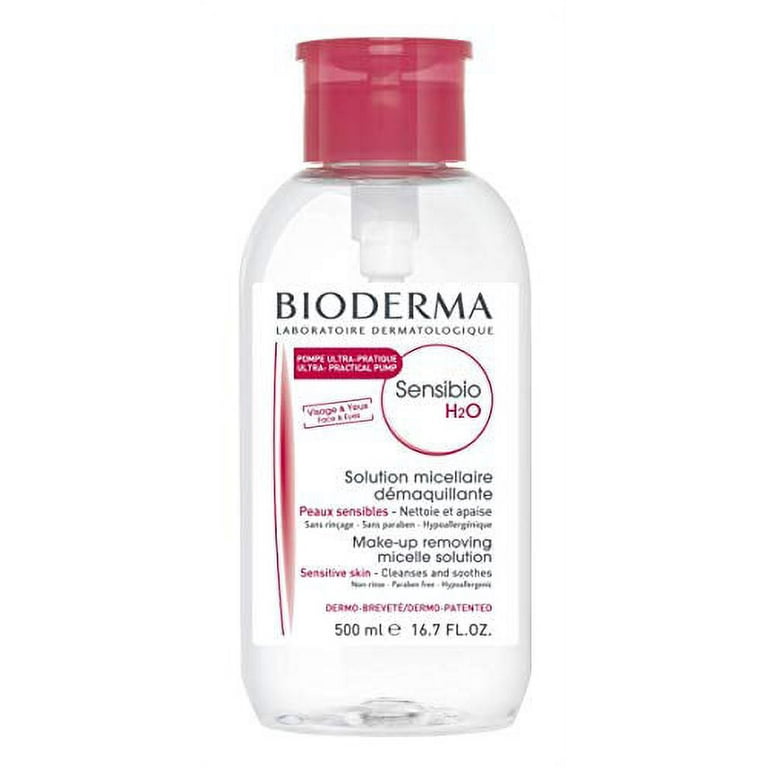 Bioderma Sensibio H2O Soothing Micellar Cleansing Water and Makeup Removing  Solution for Sensitive Skin - Face and Eyes - Reversed Pump 16.7 fl.oz. 