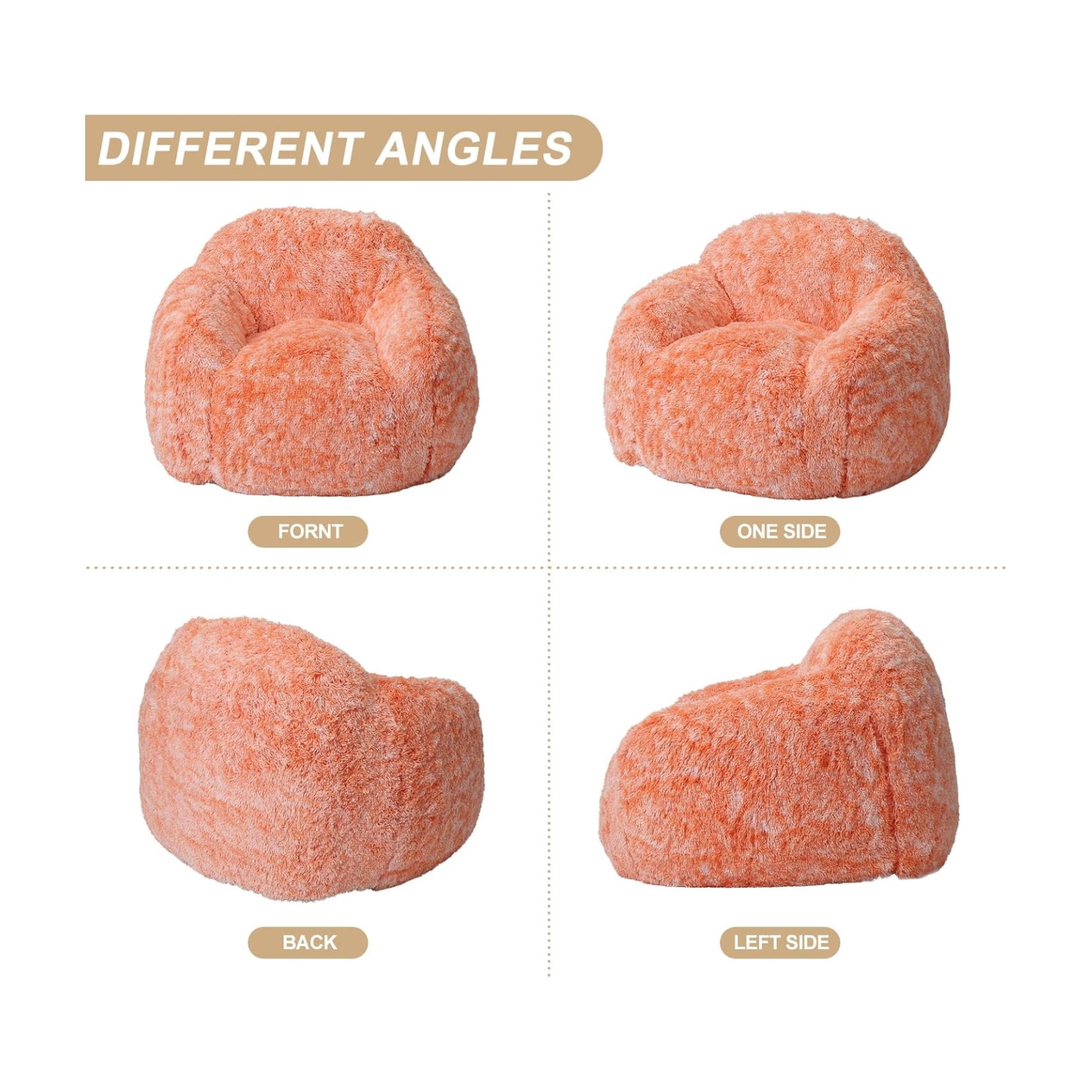 Home Lazy Sofa Bean Bag Chairs for Adults, Faux Fur Bean Bag Chair with Filler, Soft Plush Living Room Beanbag Chair Armrest Bean Bag Couch, Fluffy Couch Lazy Sofa Chair for Reading