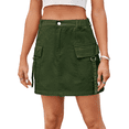 thumbnail image 2 of LYMAYTER Women's Casual Mini Short Skirt Cargo Pockets Stretchy Waist Jean Skirt S-2XL, 2 of 9