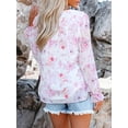 thumbnail image 2 of Siliteelon Boho Floral Blouses for Women Long Sleeve V Neck Chiffon Flowy Shirts Loose Fit, 2 of 6