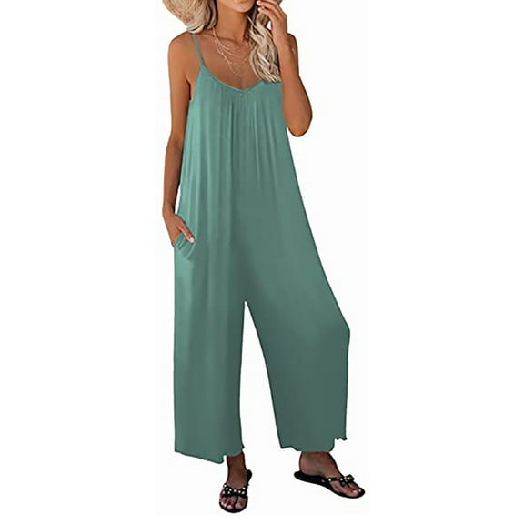Wide Leg Jumpsuits for Women Fashion Overalls Casual Solid Long Playsuit Loose Lady Suspender Jumpsuit Pantsuit Rompers Jumpsuits for Women Summer