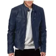 thumbnail image 1 of Chaqueta de cuero para motocicleta para hombre, chaquetas ajustadas de PU con solapa, abrigo de cuero informal a prueba de viento con cremallera para otoño e invierno, ropa para hombre, 1 of 5
