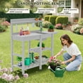 thumbnail image 6 of SERWALL Potting Bench Outdoor Potting Table with Sink, HDPE Material All Weather Use- Spanish Gray, 6 of 8