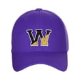 thumbnail image 2 of Daxton Two Tone Initial Letters Numbers Structured Baseball Hat, Purple Hat, Letter W, 2 of 3