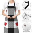 thumbnail image 4 of Kdxio Heart Black Buffalo Plaid Gingham Apron with Pockets Adjustable Kitchen Aprons for Men Women Waterproof Aprons for Cooking,Drawing,Crafting, Baking Household Cleaning, 4 of 8