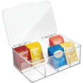 thumbnail image 1 of Bote de té de plástico con tapa con bisagras para gabinete de cocina, encimera, despensa, cápsulas de café, bolsas de condimentos, condimentos, 8 secciones, transparente JAMW Sencillez, 1 of 5
