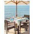 thumbnail image 2 of Easter Outdoor Tablecloth - 60x60 Inch Square Dining Table Cover, Spring Watercolor Bunny Eggs Flowers Black Plaid Waterproof Outdoor Table Cloth with Umbrella Hole & Zipper for Picnic/Patio/Party, 2 of 7