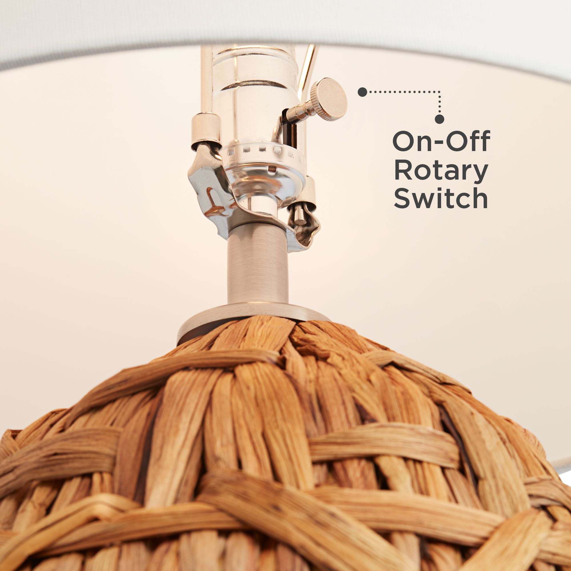 360 Lighting Nantucket Modern Coastal Table Lamp 26" High Natural Woven Seagrass White Drum Shade for Bedroom Living Room House Bedside Nightstand