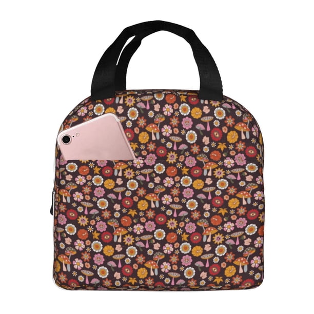 Easygdp 70s Groovy Hippie Retro Bolsa Térmica Premium - Tela Oxford Impermeable, Gran Capacidad, Bolsillo Frontal, Unisex para Trabajo, Escuela, Actividades al Aire Libre y Picnics