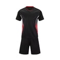 thumbnail image 2 of Conjuntos de blusas y camisas de manga corta con cuello en V. Conjunto de traje de fútbol de color sólido para niños para juegos deportivos universitarios, partidos de rendimiento, uniformes de entren, 2 of 5