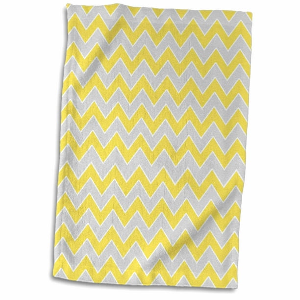3dRose Chevron Pattern Yellow and Gray Zigzag Towel, 15 by 22inch