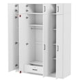 thumbnail image 3 of 4-Door Wardrobe with 1 Drawer and Top Cabinet , White, 3 of 16