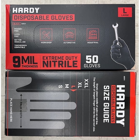 New HARDY 9 mil Nitrile Powder-Free Gloves Large 100-Pack