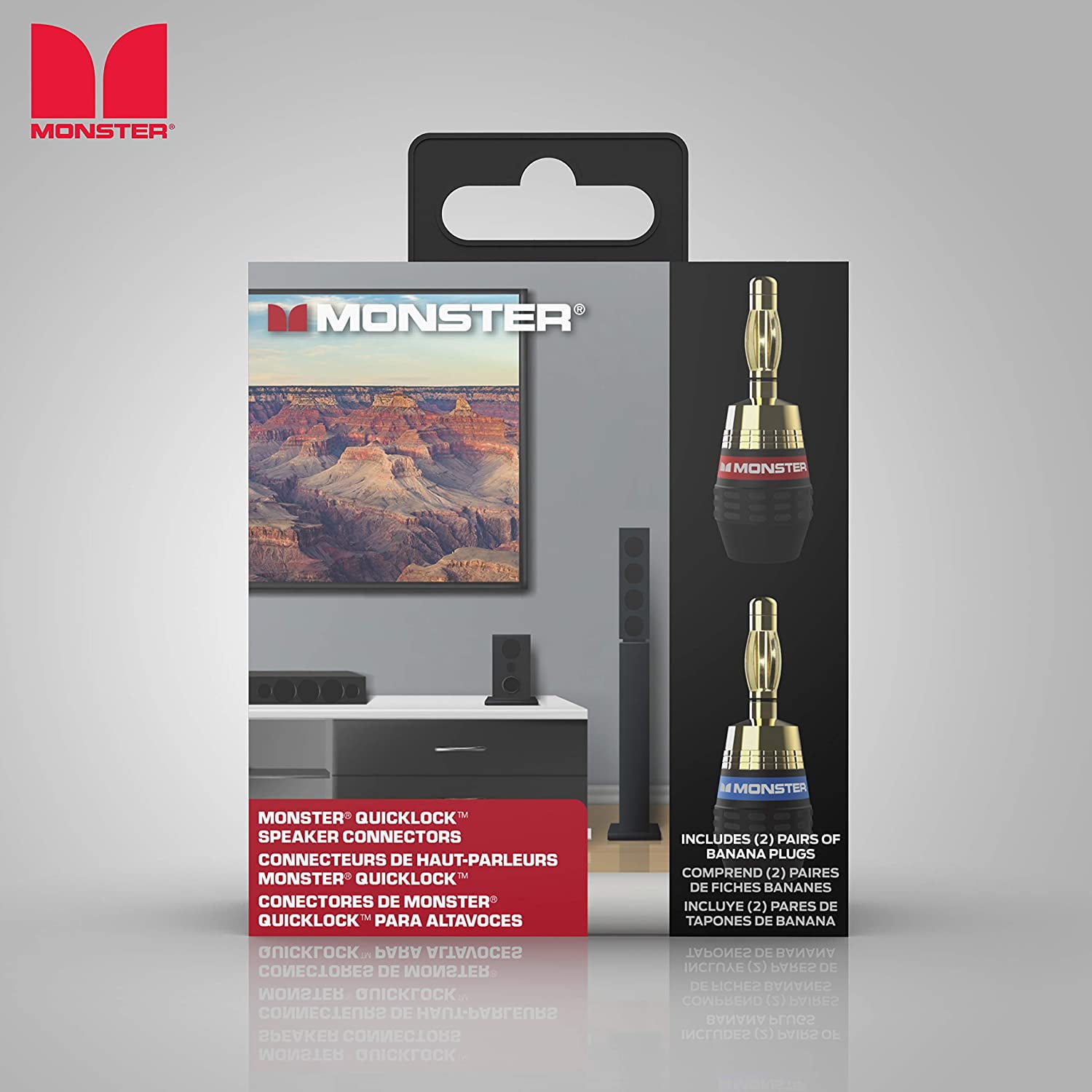 Monster XP QuickLock Connectors - Best Banana Speaker Wire Plugs for DIY Installations - 2 Pair (4 Total)
