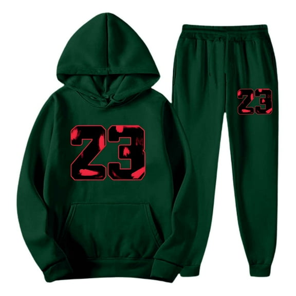 SGMVNU Men's Casual Sweatsuits 2 Piece Set Hooded Sweatshirt And Jogger Set Letter Print Soft Sport Comfort Wear Fall Winter Suit Sets (Dark Green, 3XL)