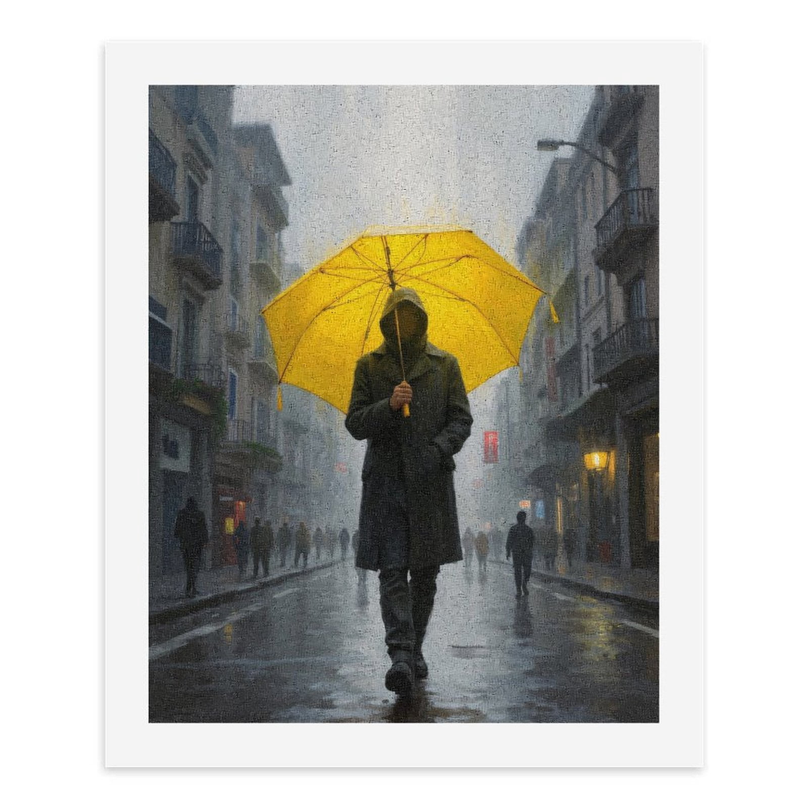 Paint by Numbers Kit for Adults, Person Yellow Umbrella Rainy Street Paint by Numbers, Easy Paint by Numbers Kit for Adults Beginner, DIY Adult Paint by Number Kits on Canvas, 12x16in Home Decor