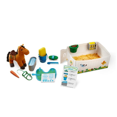 Melissa & Doug Feed & Groom Horse Care Play Set With Plush Stuffed Animal (23