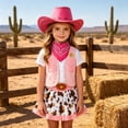 thumbnail image 2 of mgoYE Cowgirl Outfit for Girls Toddler Western Outfit with Hat and Bandanna Set(Pink,2-3 Years), 2 of 8