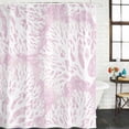 thumbnail image 4 of 54x78 Inch Shower Curtain Decorative Pink Coral Coastal Bathtub Bath Curtains Fabric Waterproof Bathroom Decor, White Summer Beach Ocean Seaside Small Stall Shower Curtain Set with 12 Hooks, 4 of 7
