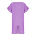 thumbnail image 6 of EnJoCho Girls Summer Outfits Casual Loung𝖾 Set Cap Sleeve T Shirt Elastic Waist Shorts 2 Piece Clothing Sets Cozy Loung𝖾wear Two Piece Matching Comfy Outfit Lightweight, 6 of 8