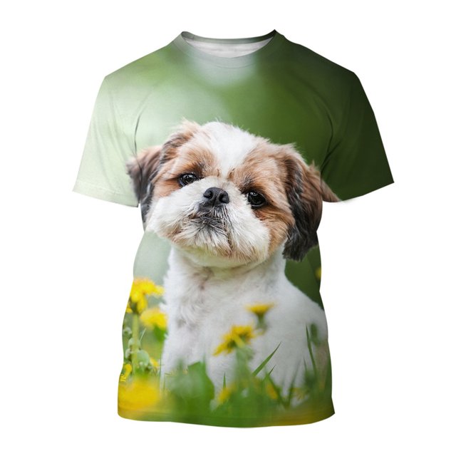 Nouveau Été Marée Mode Chien de Compagnie Modèle Hommes T-Shirts Occasionnels 3D Print Tees Hip Hop Personnalité Col Rond Manches Courtes Tops LS