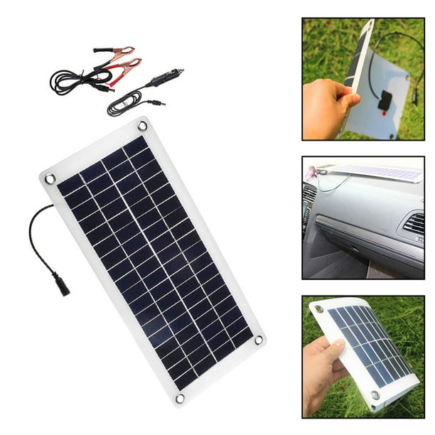 w Solar Panel Battery Charger 12v For Car Camping Boat With Battery Clips Usb Car Charger Walmart Com Walmart Com