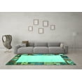 thumbnail image 3 of Ahgly Company Indoor Rectangle Solid Turquoise Blue Modern Area Rugs, 5' x 7', 3 of 4