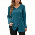 thumbnail image 2 of Ounisa Womens Long Sleeve Shirts Casual V Neck Tunic Tops Fashion Loose Fall Sweaters, 2 of 7