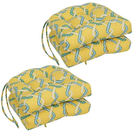 Blazing Needles 16-inch Spun Polyester Outdoor U-shaped Tufted Chair Cushion