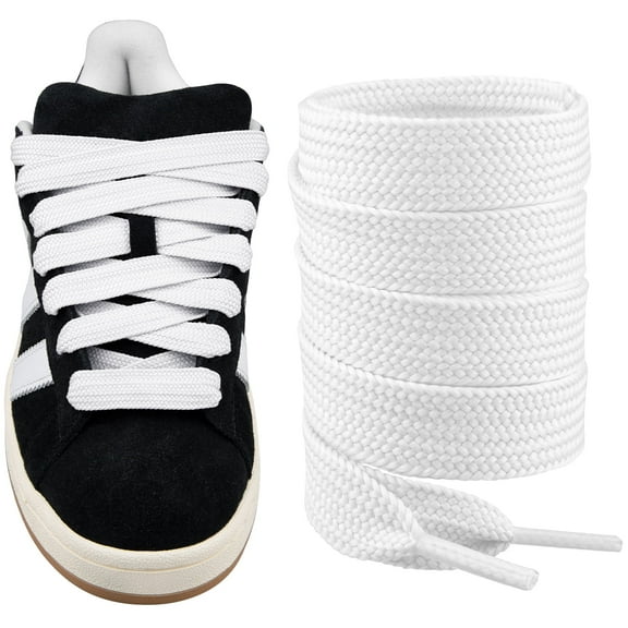 Fat Shoelaces for Adidas Campus 00s,16MM Chunky Thick Flat Wide Jumbo Shoe Laces Replacement Laces for Sneaker shoes(Color:White,Size:50Inch)