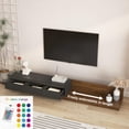 thumbnail image 3 of Spaco Modern Wood TV Stand with LED Lighting, Media Console with Closed & Open Storage for Bedroom & Living Room, Black, 3 of 6