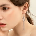 thumbnail image 3 of Lancharmed Stud Earrings for Women Hook Twisted Double Diamond Tassel Silver Plated Earring Gifts for Women, 3 of 7