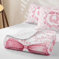 thumbnail image 4 of Feelyou Rose Letter Q Quilt King for Girls, Kawaii Bowknot King Coverlet Set for Bedroom, Pink, 3-Piece, 4 of 7