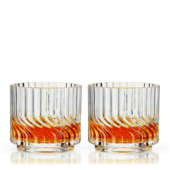 Viski Zephyr Lowball Tumblers for Home Bar, Gifts for Men, 8.5 oz, Set of 2