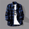 thumbnail image 2 of HAiming Men's Plaid shirts Trendy Lapel Button down Long Sleeved Jackets Fall Winter Plus Size Casual Loose Outwear, 2 of 7
