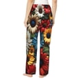thumbnail image 6 of Pajama Pants Women, Colorful Fabric Sunflowers Sweatpants Soft Sleep Lounge Pants, Casual PJ Bottoms Pants with Pockets, 6 of 7
