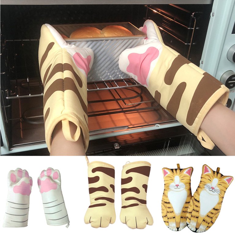 Cat Paw Oven Mitts  Heat Resistant Kitchen Gloves for Grilling