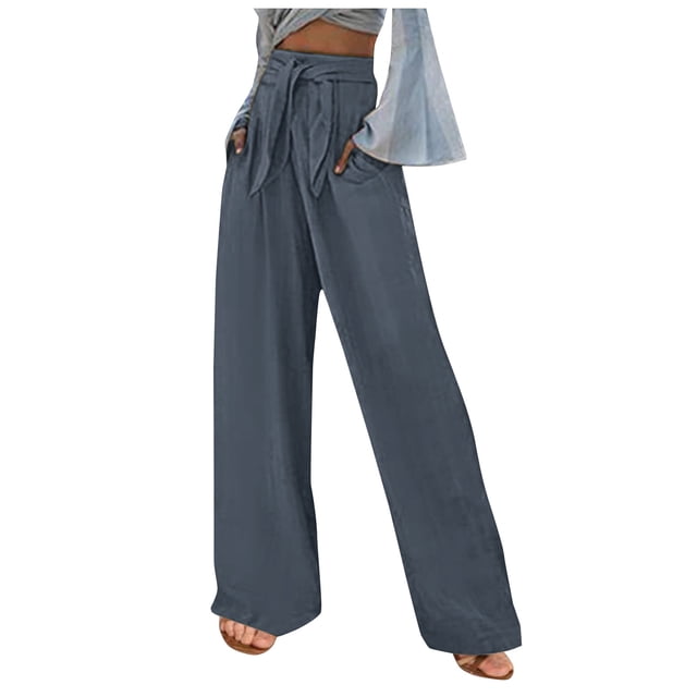 Pantalones Sueltos de Pierna Ancha Para Mujer Pantalones de Lino de Algodón Pantalones Rectos Pantalones Casuales Odeerbi ODB-6
