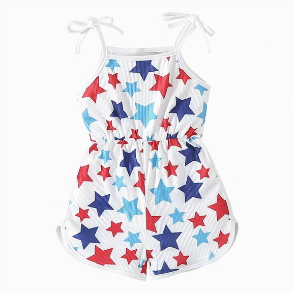 Splozh 4th of July Romper Girls Newborn Fourth Of July Outfits Girl Romper Overall Infant Baby 4th of July Red White Blue Clothes White,2-3 Years