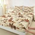thumbnail image 3 of Manfei Bohemian Tribal Aztec Full Size Sheets, Vintage Western Horse Cactus Bed Sheets, Wheat Cowgirl Cowboy Sheet Sets, Luxury Bedroom Decor, 4pcs, 3 of 7