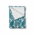 thumbnail image 2 of Paisley Soft Flannel Fleece Blanket, Ocean Inspired Design with Stripes and Flowers Abstract Background Image Print, Cozy Plush for Indoor and Outdoor Use, 60" x 80", Blue and White, by Ambesonne, 2 of 6