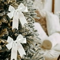 thumbnail image 6 of Hmgxay Christmas Bow, Decorative Satin Ribbon Bow for Festive Decor, Holiday Gift Wrapping Bow, Layered Christmas Tree Ornament Bow(White), 6 of 6